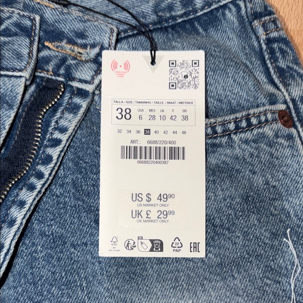 Zara Woman Wide Leg Blue Jeans Size 6 - Picture 2 of 5